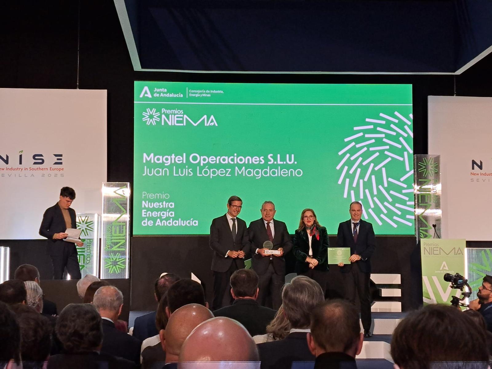 Magtel, galardonada por la Junta de Andalucía con el premio ‘Nuestra Energía’ por su contribución a la transición energética